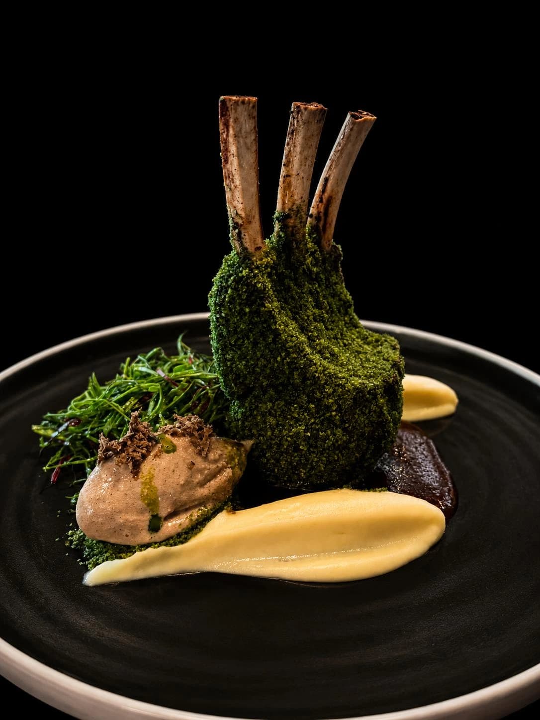 Lammkarree mit Pastinakencreme und Sorbet